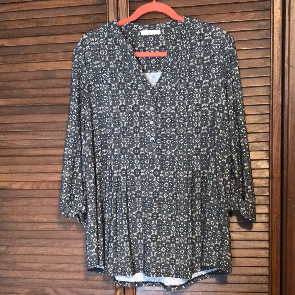 Womens 1X pullover 3/4 sleeve blouse by Westport 1962.